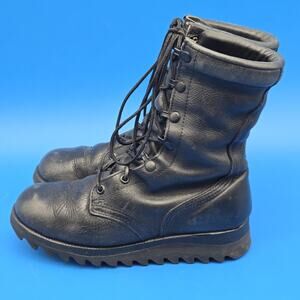 Vintage 1997 Altama Black Leather Combat Boots Ripple Sole 4W Fits Men 5 Women 7